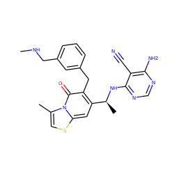 CNCc1cccc(Cc2c([C@H](C)Nc3ncnc(N)c3C#N)cc3scc(C)n3c2=O)c1 ZINC001772634170