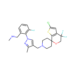 CNCc1cccc(F)c1-n1cc(CN2CCC3(CC2)OCC(F)(F)c2cc(Cl)sc23)c(C)n1 ZINC000117172490