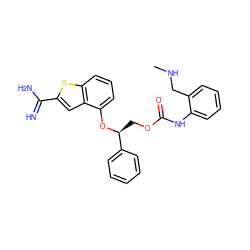 CNCc1ccccc1NC(=O)OC[C@H](Oc1cccc2sc(C(=N)N)cc12)c1ccccc1 ZINC000045365762