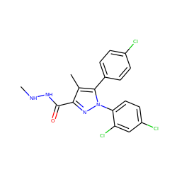 CNNC(=O)c1nn(-c2ccc(Cl)cc2Cl)c(-c2ccc(Cl)cc2)c1C ZINC000013474267