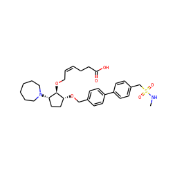 CNS(=O)(=O)Cc1ccc(-c2ccc(CO[C@@H]3CC[C@H](N4CCCCCC4)[C@H]3OC/C=C\CCC(=O)O)cc2)cc1 ZINC000027757099