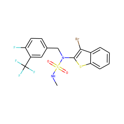 CNS(=O)(=O)N(Cc1ccc(F)c(C(F)(F)F)c1)c1sc2ccccc2c1Br ZINC000115236933