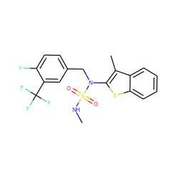 CNS(=O)(=O)N(Cc1ccc(F)c(C(F)(F)F)c1)c1sc2ccccc2c1C ZINC000115231181