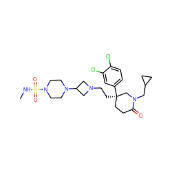 CNS(=O)(=O)N1CCN(C2CN(CC[C@@]3(c4ccc(Cl)c(Cl)c4)CCC(=O)N(CC4CC4)C3)C2)CC1 ZINC000027563716