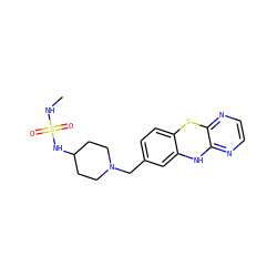 CNS(=O)(=O)NC1CCN(Cc2ccc3c(c2)Nc2nccnc2S3)CC1 ZINC000141236531