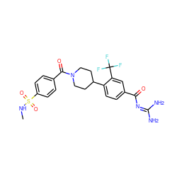 CNS(=O)(=O)c1ccc(C(=O)N2CCC(c3ccc(C(=O)N=C(N)N)cc3C(F)(F)F)CC2)cc1 ZINC000095555152