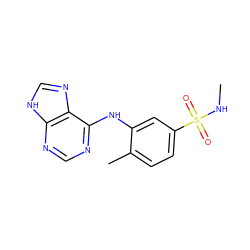 CNS(=O)(=O)c1ccc(C)c(Nc2ncnc3[nH]cnc23)c1 ZINC000473113404