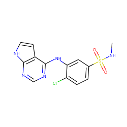 CNS(=O)(=O)c1ccc(Cl)c(Nc2ncnc3[nH]ccc23)c1 ZINC000146085249