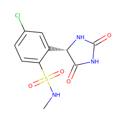 CNS(=O)(=O)c1ccc(Cl)cc1[C@@H]1NC(=O)NC1=O ZINC000028225991