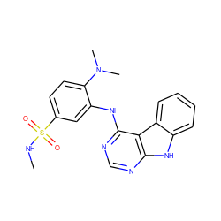 CNS(=O)(=O)c1ccc(N(C)C)c(Nc2ncnc3[nH]c4ccccc4c23)c1 ZINC000146989366