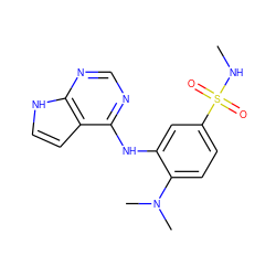 CNS(=O)(=O)c1ccc(N(C)C)c(Nc2ncnc3[nH]ccc23)c1 ZINC000204874777