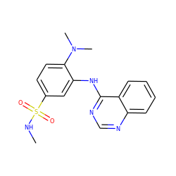 CNS(=O)(=O)c1ccc(N(C)C)c(Nc2ncnc3ccccc23)c1 ZINC000117164393