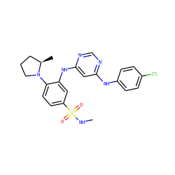 CNS(=O)(=O)c1ccc(N2CCC[C@H]2C)c(Nc2cc(Nc3ccc(Cl)cc3)ncn2)c1 ZINC000204193838