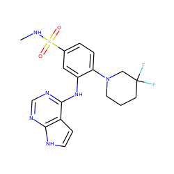 CNS(=O)(=O)c1ccc(N2CCCC(F)(F)C2)c(Nc2ncnc3[nH]ccc23)c1 ZINC000146122253