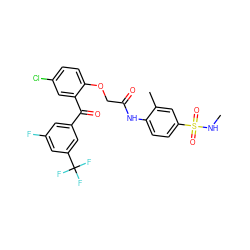 CNS(=O)(=O)c1ccc(NC(=O)COc2ccc(Cl)cc2C(=O)c2cc(F)cc(C(F)(F)F)c2)c(C)c1 ZINC000028566677