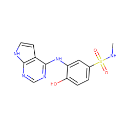 CNS(=O)(=O)c1ccc(O)c(Nc2ncnc3[nH]ccc23)c1 ZINC000146258694