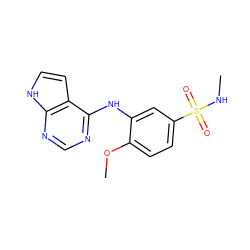 CNS(=O)(=O)c1ccc(OC)c(Nc2ncnc3[nH]ccc23)c1 ZINC001772593851