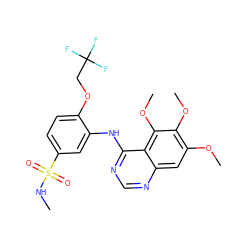 CNS(=O)(=O)c1ccc(OCC(F)(F)F)c(Nc2ncnc3cc(OC)c(OC)c(OC)c23)c1 ZINC000117173110