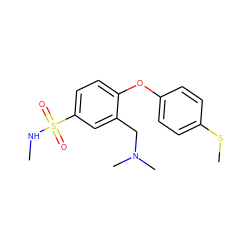 CNS(=O)(=O)c1ccc(Oc2ccc(SC)cc2)c(CN(C)C)c1 ZINC000045495419