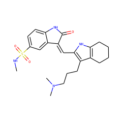 CNS(=O)(=O)c1ccc2c(c1)/C(=C/c1[nH]c3c(c1CCCN(C)C)CCCC3)C(=O)N2 ZINC000013588461