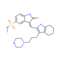 CNS(=O)(=O)c1ccc2c(c1)/C(=C/c1[nH]c3c(c1CCCN1CCNCC1)CCCC3)C(=O)N2 ZINC000022932327