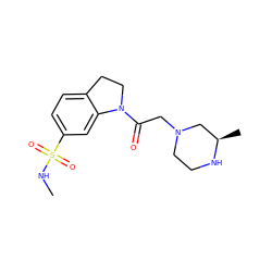 CNS(=O)(=O)c1ccc2c(c1)N(C(=O)CN1CCN[C@H](C)C1)CC2 ZINC000205471075