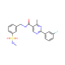 CNS(=O)(=O)c1cccc(CNC(=O)c2cnc(-c3cccc(F)c3)nc2C)c1 ZINC000137452558