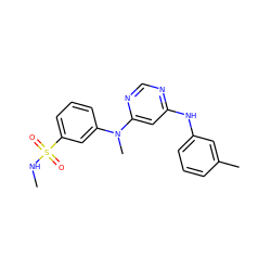 CNS(=O)(=O)c1cccc(N(C)c2cc(Nc3cccc(C)c3)ncn2)c1 ZINC001772600276