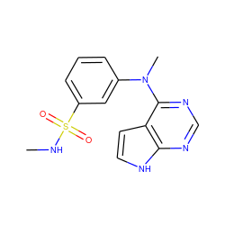 CNS(=O)(=O)c1cccc(N(C)c2ncnc3[nH]ccc23)c1 ZINC000473124860