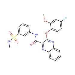 CNS(=O)(=O)c1cccc(NC(=O)c2nc3ccccc3nc2Oc2ccc(F)cc2OC)c1 ZINC000143211356