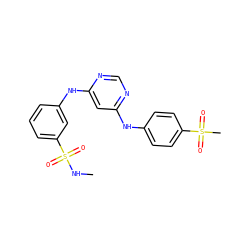 CNS(=O)(=O)c1cccc(Nc2cc(Nc3ccc(S(C)(=O)=O)cc3)ncn2)c1 ZINC000198463853