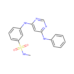 CNS(=O)(=O)c1cccc(Nc2cc(Nc3ccccc3)ncn2)c1 ZINC000118514638