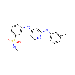 CNS(=O)(=O)c1cccc(Nc2ccnc(Nc3cccc(C)c3)c2)c1 ZINC001772645711