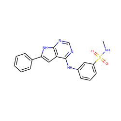 CNS(=O)(=O)c1cccc(Nc2ncnc3[nH]c(-c4ccccc4)cc23)c1 ZINC000146256051