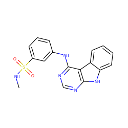 CNS(=O)(=O)c1cccc(Nc2ncnc3[nH]c4ccccc4c23)c1 ZINC000146872624