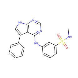 CNS(=O)(=O)c1cccc(Nc2ncnc3[nH]cc(-c4ccccc4)c23)c1 ZINC000146365425