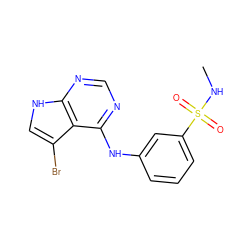 CNS(=O)(=O)c1cccc(Nc2ncnc3[nH]cc(Br)c23)c1 ZINC000146132945