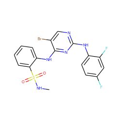 CNS(=O)(=O)c1ccccc1Nc1nc(Nc2ccc(F)cc2F)ncc1Br ZINC000045315686