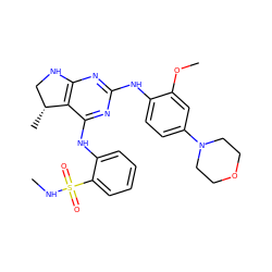 CNS(=O)(=O)c1ccccc1Nc1nc(Nc2ccc(N3CCOCC3)cc2OC)nc2c1[C@H](C)CN2 ZINC000221671147