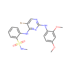 CNS(=O)(=O)c1ccccc1Nc1nc(Nc2ccc(OC)cc2OC)ncc1Br ZINC000045288306