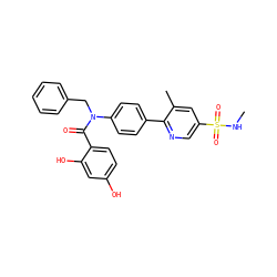 CNS(=O)(=O)c1cnc(-c2ccc(N(Cc3ccccc3)C(=O)c3ccc(O)cc3O)cc2)c(C)c1 ZINC000653754941