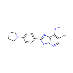 CNc1c(Br)cnc2[nH]c(-c3ccc(N4CCCC4)cc3)nc12 ZINC000084618005