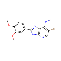 CNc1c(Br)cnc2[nH]c(-c3ccc(OC)c(OC)c3)nc12 ZINC000084618001