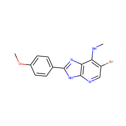 CNc1c(Br)cnc2[nH]c(-c3ccc(OC)cc3)nc12 ZINC000084604906