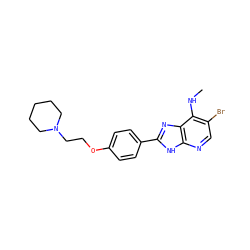 CNc1c(Br)cnc2[nH]c(-c3ccc(OCCN4CCCCC4)cc3)nc12 ZINC000084616420