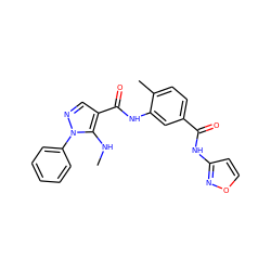 CNc1c(C(=O)Nc2cc(C(=O)Nc3ccon3)ccc2C)cnn1-c1ccccc1 ZINC000064559583