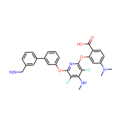 CNc1c(F)c(Oc2cccc(-c3cccc(CN)c3)c2)nc(Oc2cc(N(C)C)ccc2C(=O)O)c1F ZINC000045254786