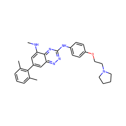 CNc1cc(-c2c(C)cccc2C)cc2nnc(Nc3ccc(OCCN4CCCC4)cc3)nc12 ZINC000028702886