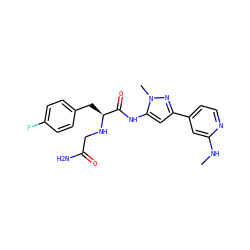 CNc1cc(-c2cc(NC(=O)[C@H](Cc3ccc(F)cc3)NCC(N)=O)n(C)n2)ccn1 ZINC000096284435