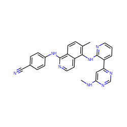 CNc1cc(-c2cccnc2Nc2c(C)ccc3c(Nc4ccc(C#N)cc4)nccc23)ncn1 ZINC000045258217